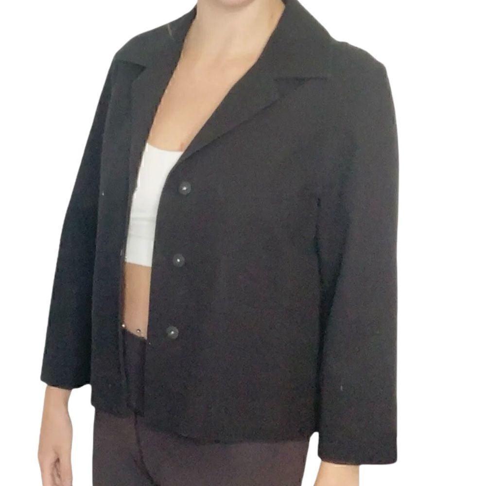 JM Collections Black Cropped Long Sleeve Blazer Jacket Size XL